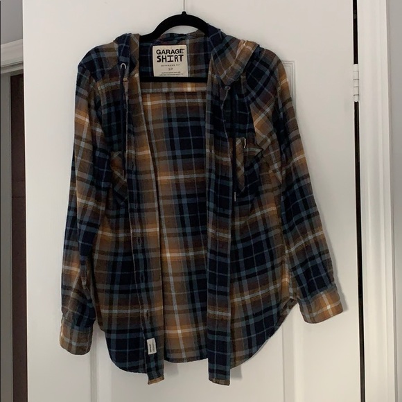boyfriend plaid shirt with hood - Picture 1 of 2